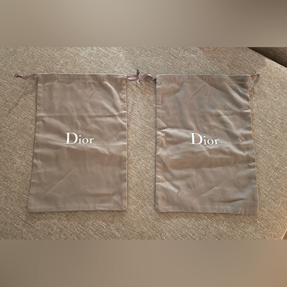 Dior Set of Two Shoe Dust Bags Gray Grey